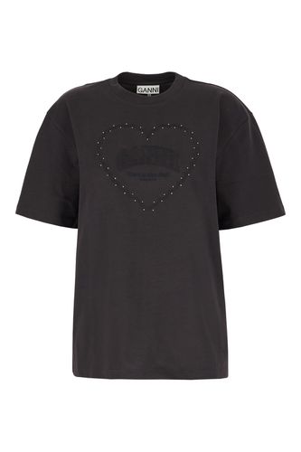 Ganni Charcoal Cotton T-shirt - Ganni - Modalova