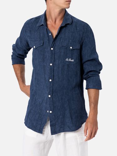 Man Linen Denim Delave Shirt Greg - MC2 Saint Barth - Modalova