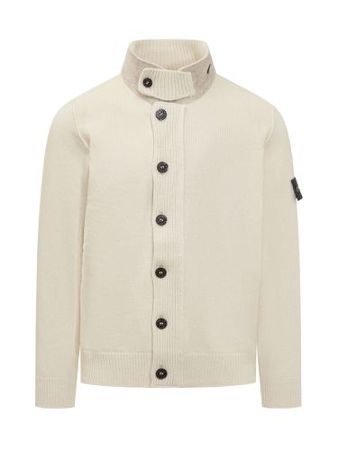 High Neck Logo Patch Ribbed Cardigan - Stone Island - Modalova