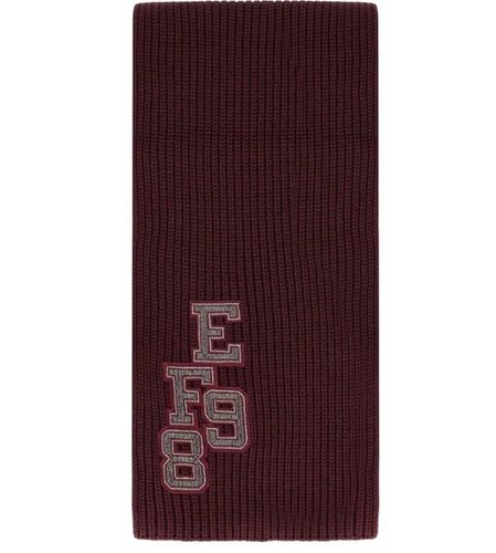 College-style Patch Ribbed Scarf - Elisabetta Franchi - Modalova