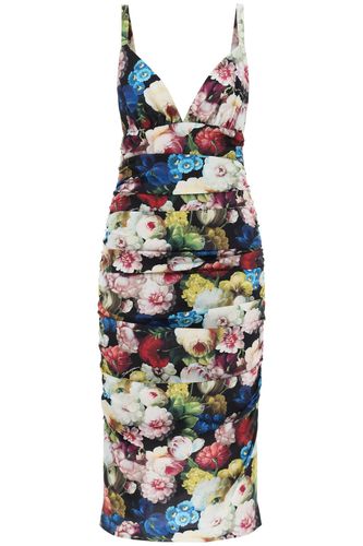 Nocturnal Flower Draped Midi Dress - Dolce & Gabbana - Modalova