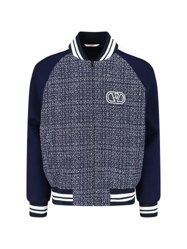 Bomber Jacket In Cotton Tweed And Viscose With Vlogo Signature Patch - Valentino Garavani - Modalova