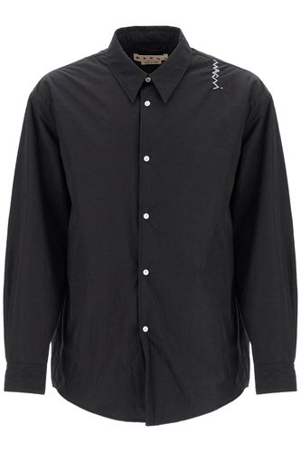 Padded Overshirt With Embroidered Logo - Marni - Modalova