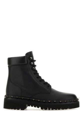 Black Leather Rockstud Ankle Boots - Valentino Garavani - Modalova