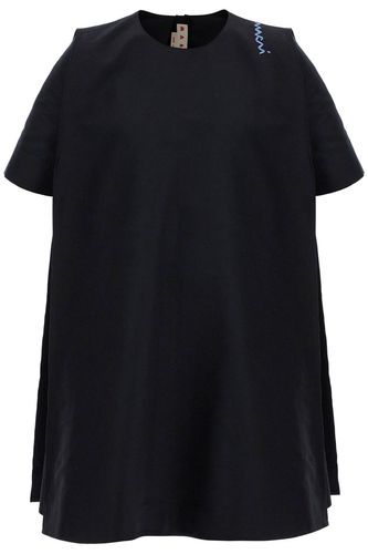 Loose Dress With Wide Neckline Black Cotton Short Sleeve - Marni - Modalova