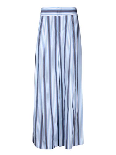 And White Striped Wide-leg Trousers - Alberta Ferretti - Modalova