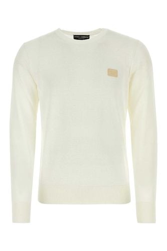 Ivory Linen Blend Sweater - Dolce & Gabbana - Modalova