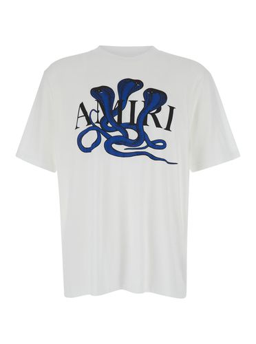White T-shirt With Logo And Snake Print In Cotton Man - AMIRI - Modalova
