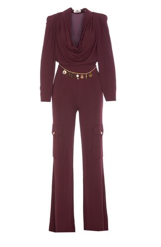 Jersey Jumpsuit With Charms Belt - Elisabetta Franchi - Modalova