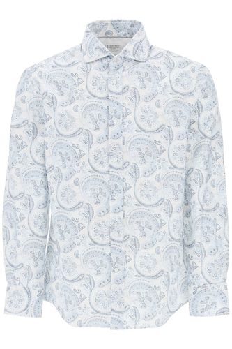 Oxford Shirt With Paisley Pattern - Brunello Cucinelli - Modalova