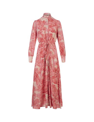 Printed Silk Long Dress With Belt - Kiton - Modalova