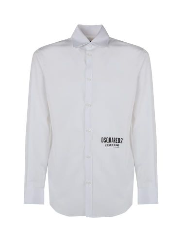 Cotton Shirt With Contrasting Color Logo - Dsquared2 - Modalova