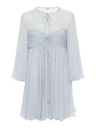 Pleated Mini Dress In Silk Mousseline - Chloé - Modalova