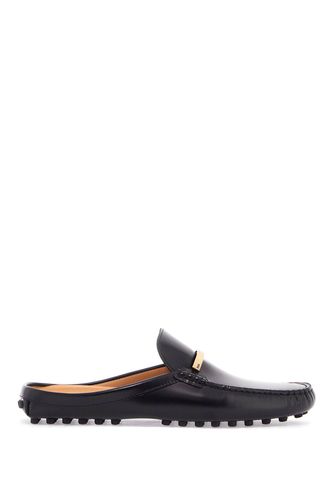 Black Calfskin Slip-on Loafers With Metallic Strap And Rubber Sole - Tod's - Modalova