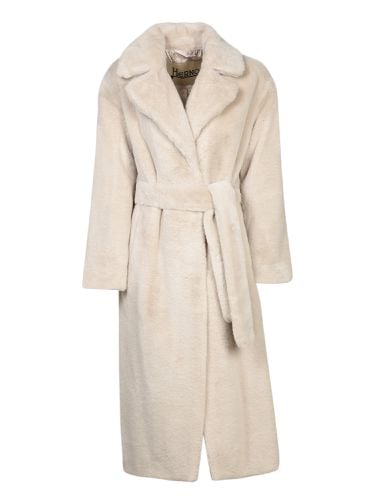 Chantilly Ivory Long Soft Fur Coat - Herno - Modalova