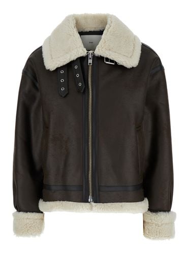 Shearling Jacket With Ecofur Details In Ecoleather Woman - Dunst - Modalova