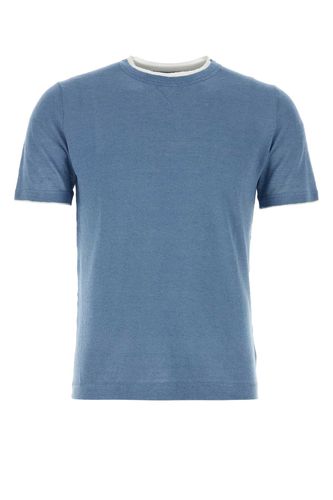 Air Force Blue Linen Blend Fox T-shirt - Fedeli - Modalova