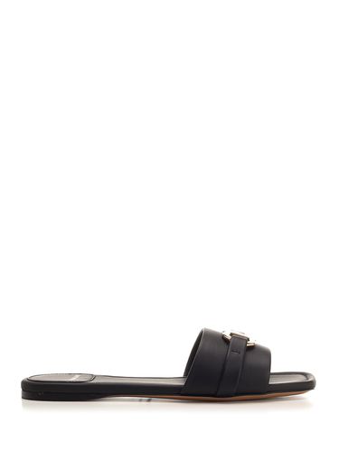 Ferragamo Black gancini Flat Sandal - Ferragamo - Modalova