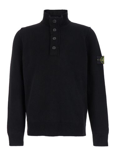 Sweater With High Neck And Buttons In Wool Blend Man - Stone Island - Modalova