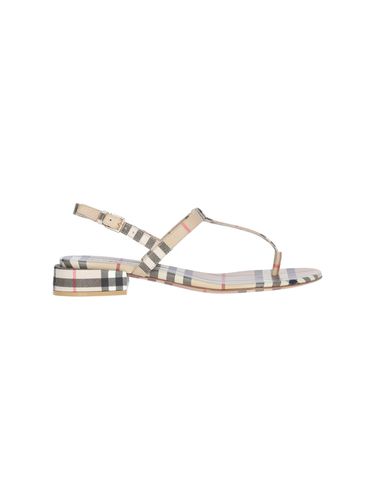 Sandals With Vintage Check Motif And Short Heel In Canvas Woman - Burberry - Modalova