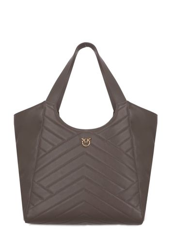 Logo Plaque Chevron Quilted Tote Bag - Pinko - Modalova