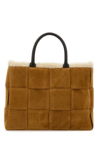 Camel Suede Small Arco Shopping Bag - Bottega Veneta - Modalova