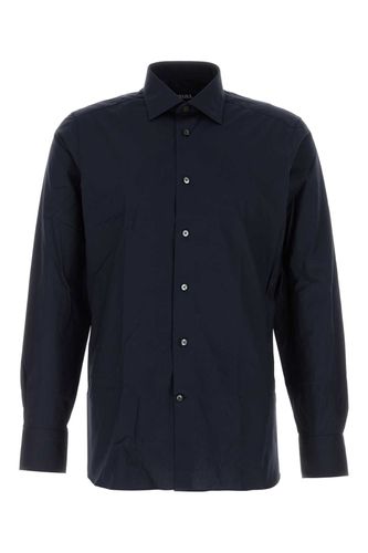 Midnight Blue Stretch Poplin Shirt - Zegna - Modalova