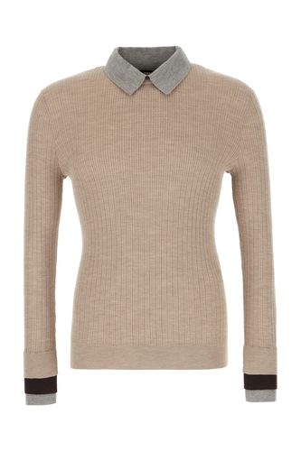 Cappuccino Stretch Wool Polo Shirt - Fendi - Modalova