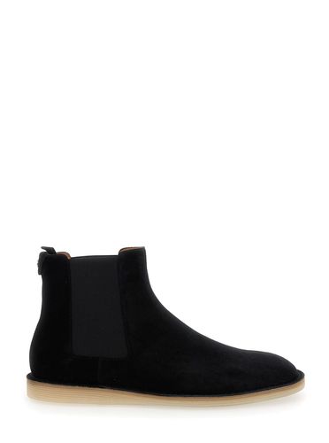 Black Pull-on Ankle Boots With Dg Logo In Suede Man - Dolce & Gabbana - Modalova