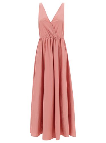 Forte_Forte Long Pink Dress With Surplice Neckline In Taffetas Woman - Forte Forte - Modalova