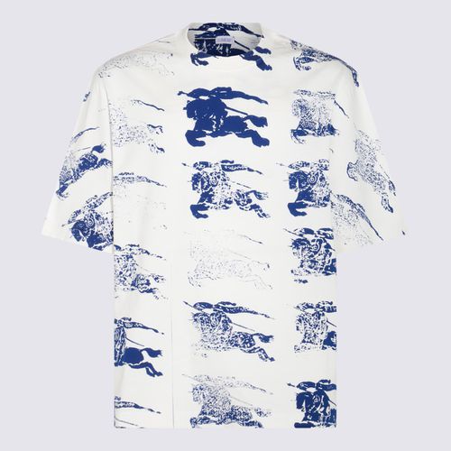 White And Blue Cotton T-shirt - Burberry - Modalova