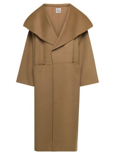 Brown Oversize Coat With Shawl Lapels In Wool And Cashmere Woman Toteme - Totême - Modalova