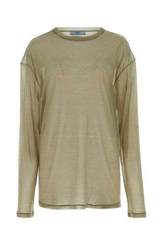 Khaki Lyocell Blend Oversize T-shirt - Prada - Modalova