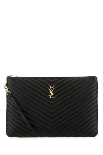 Saint Laurent Black Leather Clutch - Saint Laurent - Modalova