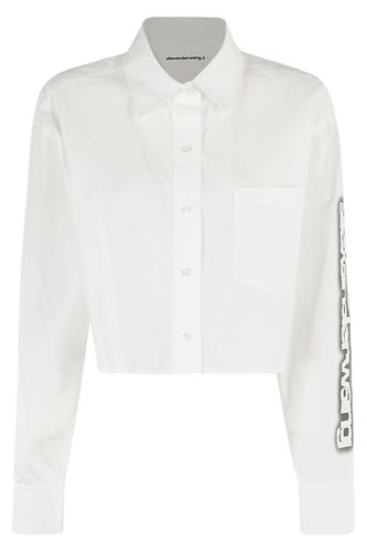 Button Down Cropped Shirt With Halo Glow Print - T by Alexander Wang - Modalova