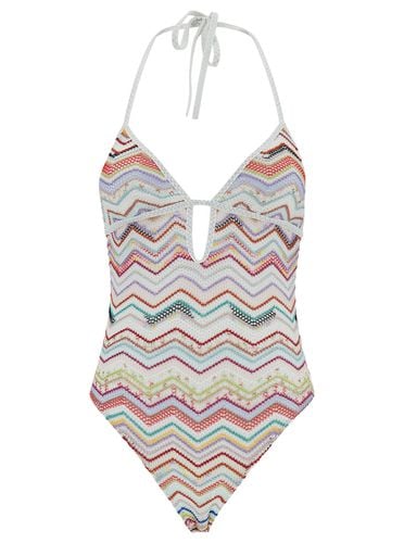 One-piece Swimsuit With Zigzag Motif And Cut-out In Viscose Blend Woman - Missoni - Modalova