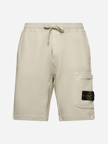 Beige Cotton Fleece Cargo Shorts - Stone Island - Modalova