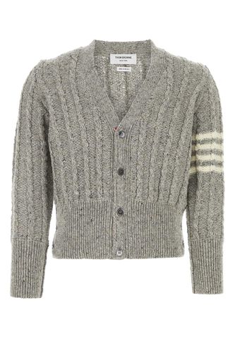 Melange Grey Wool Blend Cardigan - Thom Browne - Modalova