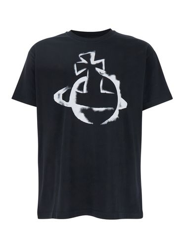 Crewneck T-shirt With Maxi Orb Logo Print On The Front In Cotton Man - Vivienne Westwood - Modalova