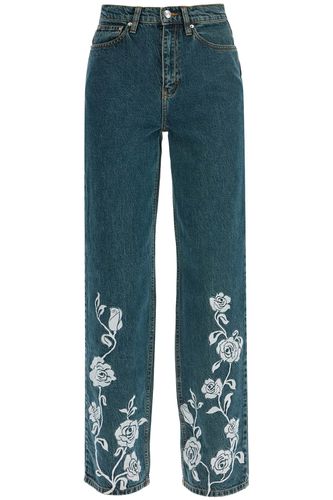 Jeans In Denim Steel Blue With Floral Details - Rotate by Birger Christensen - Modalova