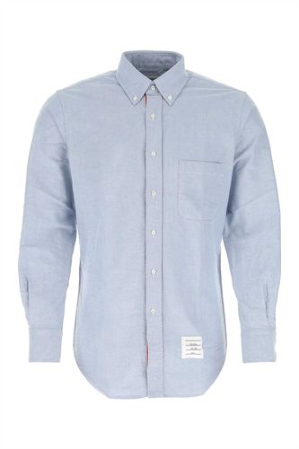 Melange Light Blue Cotton Shirt - Thom Browne - Modalova