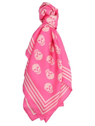 Pink Silk Scarf With Skull Pattern - Alexander McQueen - Modalova