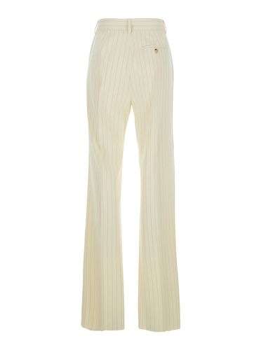 Cream Flared Pants With Pinstripe Motif In Viscose Blend Woman - SportMax - Modalova