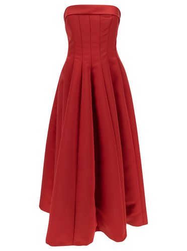 Longuette Red Dress With Flared Skirt In Duchesse Woman - Philosophy di Lorenzo Serafini - Modalova