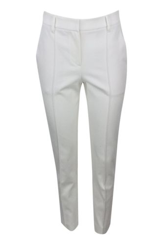 Stretch Cotton Drill Trousers With Jewel On The Back Loop - Brunello Cucinelli - Modalova