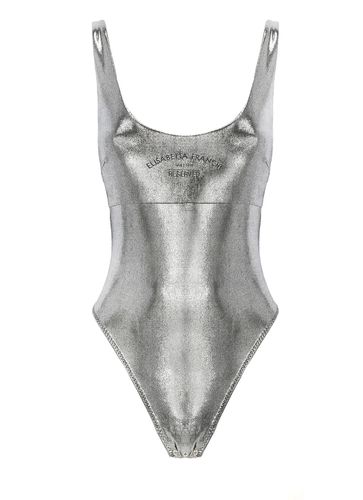 Metallic Jersey Bodysuit With Logo - Elisabetta Franchi - Modalova