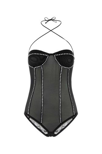 Oseree Black Stretch Mesh Bodysuit - Oseree - Modalova