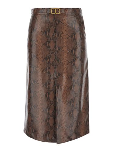 Skirt With Snake Print In Tech Fabric Woman - TwinSet - Modalova