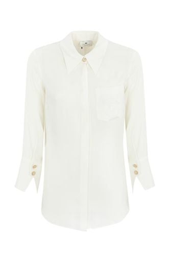 Georgette Shirt With Logo Embroidery - Elisabetta Franchi - Modalova