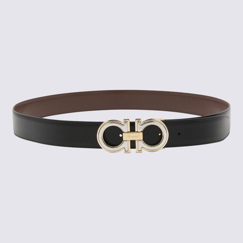 Black And Brown Leather Gancini Belt - Ferragamo - Modalova